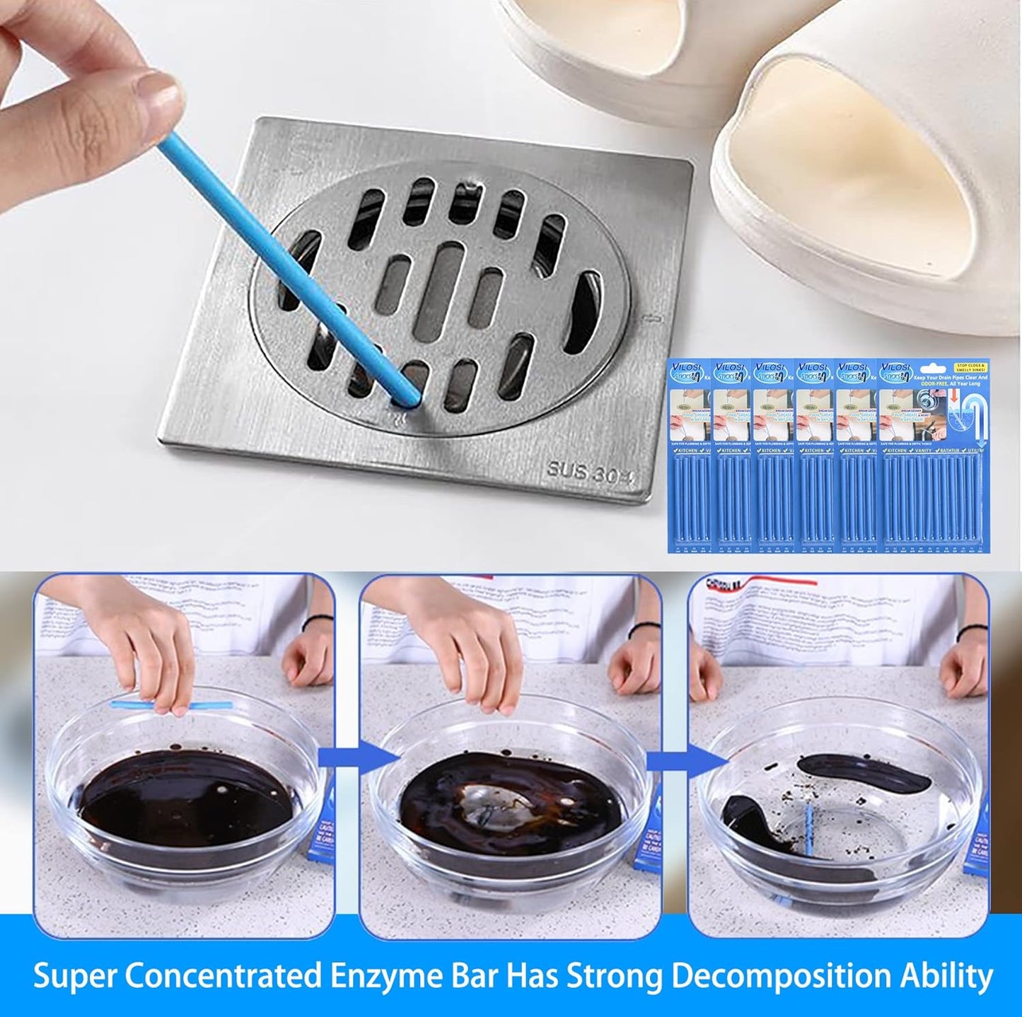 Destapador y limpiador para desagües, fregaderos y desagües del baño y la cocina